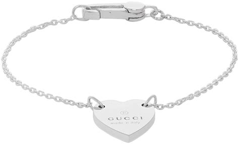 gucci silver heart bracelet|gucci trademark charm bracelet.